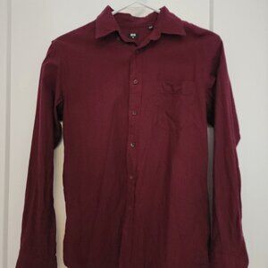 Uniqlo Flannel Long-Sleeve Shirt (Burgundy/Red) in XS